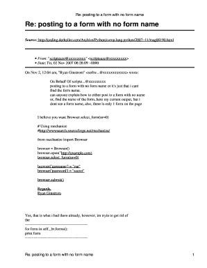 Fillable Online Re Posting To A Form With No Form Name Coding Fax