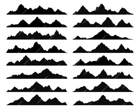 Premium Vector | Black rock hill and mountain isolated silhouettes