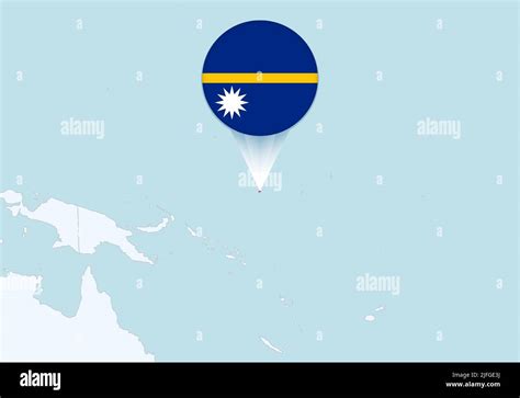 Oceania With Selected Nauru Map And Nauru Flag Icon Vector Map And