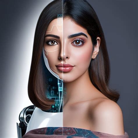 Futuristic Fusion: Cyberpunk Half-Human, Half-AI Middle-Eastern Beauty ...