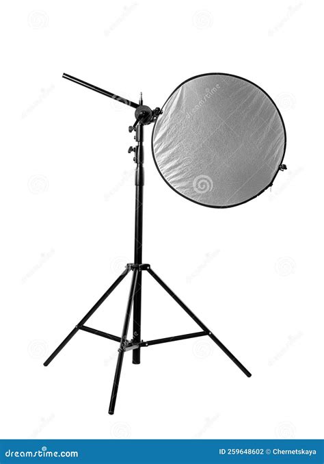 Tripod With Studio Reflector Isolated On White Professional