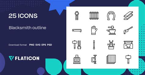 Blacksmith Outline Icon Pack 25 Svg Icons