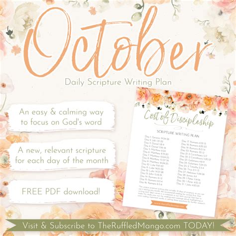 October Scripture Writing Plan Cost Of Discipleship The Ruffled Mango