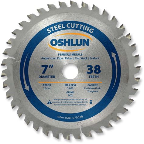 Ferrous Saw Blade 7 X 38t X 20mm Arbor Oshlun Sbf 070038