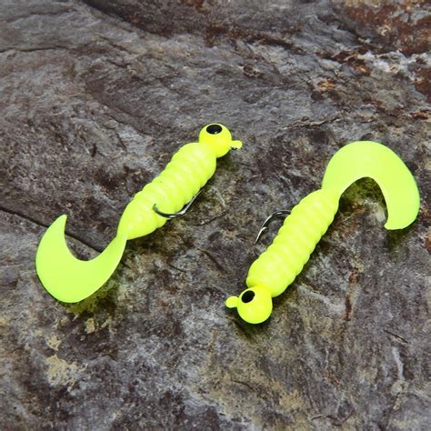 Pcs Fishing Lure Jig Head Hook Grub Worm Soft Baits Shads Silicone Ebay