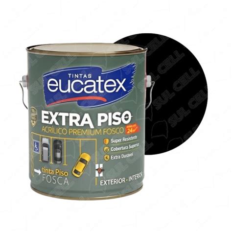 Tinta Acrílica Extra Piso Premium Fosco Preto 3 6L Eucatex Tintas