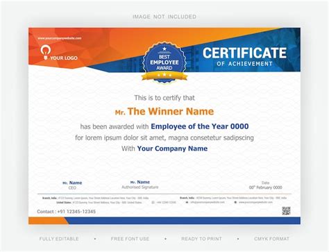 O modelo elegante de certificado de prêmio de conquista de melhor