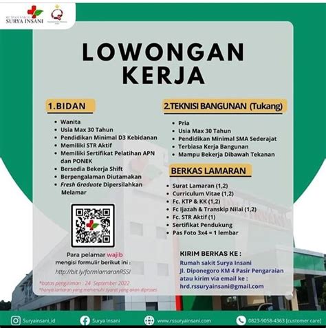 Lowongan Kerja Bidan Dan Teknis Bangunan Di Rs Surya Insani Rs Surya