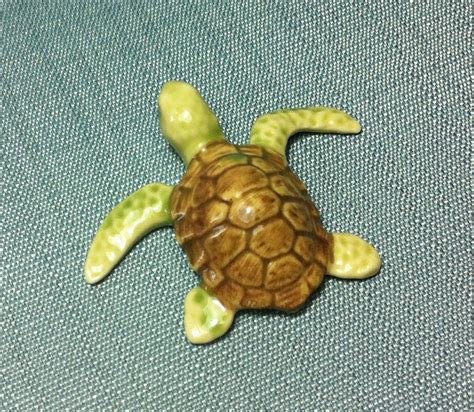 Miniature Ceramic Turtle Baby Reptile Sea Animal Cute Little Etsy