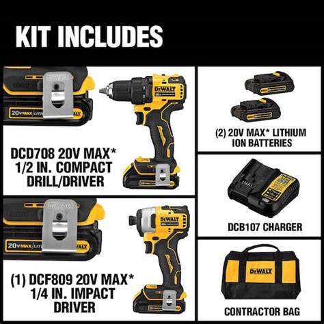 DEWALT DCK278C2 ATOMIC 20V MAX Cordless Brushless Compact Drill Impact