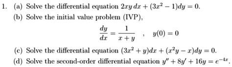 SOLVED Solve The Differential Equation 2rV Dx 3r 2 1 Dy 0