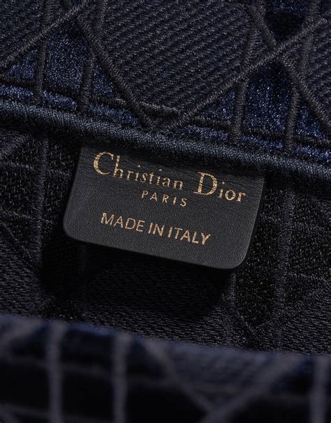 Dior Book Tote Medium Canvas Velvet Navy Blue Sacl B