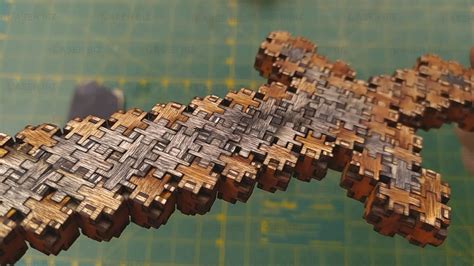 Minecraft меч 3d головоломка 3 мм фанера размер куска 12x12 мм » maket ...