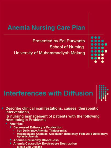 Anemia Nursing Care Plan Presented By Edi Purwanto School Of Nursing University Of Muhammadiyah