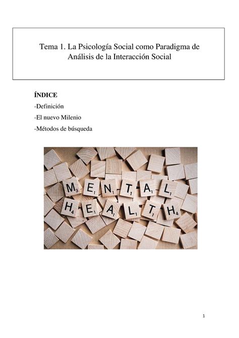 Apuntes De Psicologia Tema 1 La Psicología Social Como Paradigma De Análisis De La