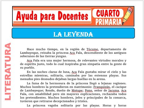 La Leyenda Para Cuarto De Primaria Ayuda Para Docentes