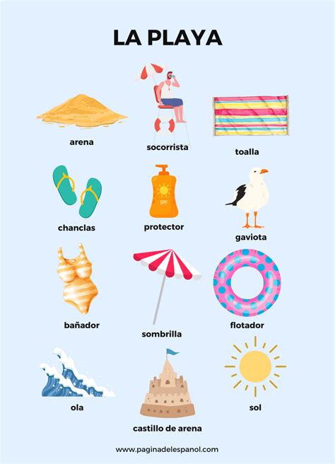 Vocabulario La Playa La Página Del Español