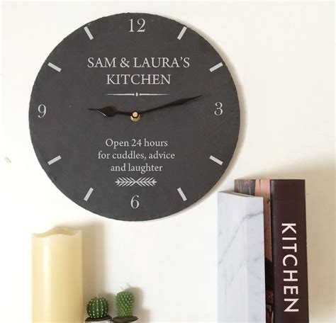 Personalised Clock Engraved Slate Kitchen Clock Personalised Etsy