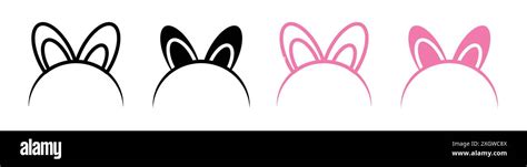 Bunny Ear Icon Logo Sign Vector Outline In Black And White Color Stock