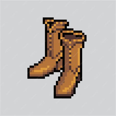 Premium Vector Pixel Art Illustration Boots Pixelated Boots Autumn