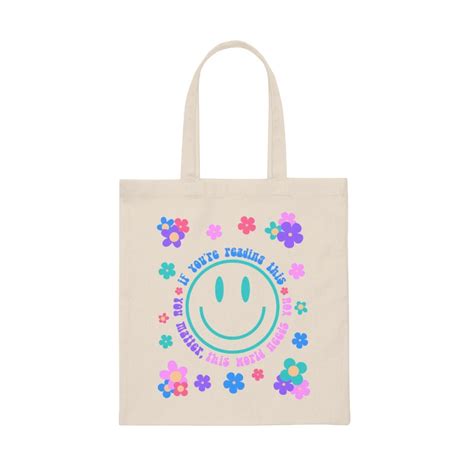 Smiley Face Cute Tote Bag Reusable Grocery Bag Flower Tote Bag Etsy Uk