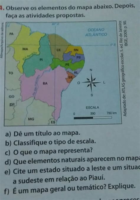 Observe os elementos do mapa abaixo Depois faça as atividades