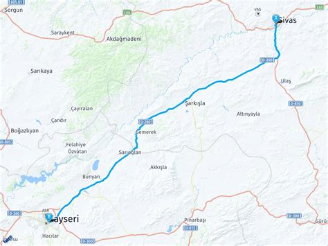 Sivas Kayseri Havaalanı arası mesafe Sivas Kayseri Havaalanı yol