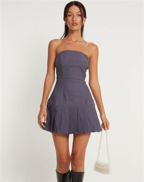 Payoda Bandeau Mini Dress In Dark Grey Gray Mini Dresses Mini Dress