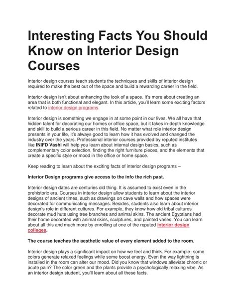 Ppt Interesting Facts You Should Know On Interior Design Courses