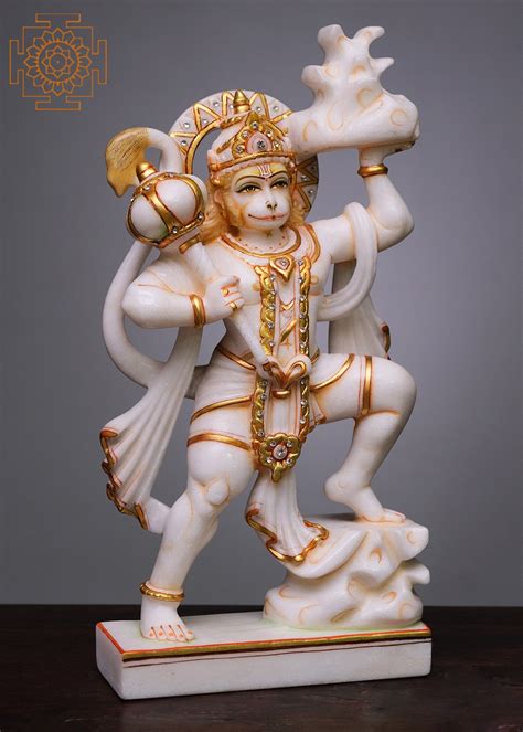 12 Hanuman Ji Lifting Sanjeevani Booti Mountain Handmade White