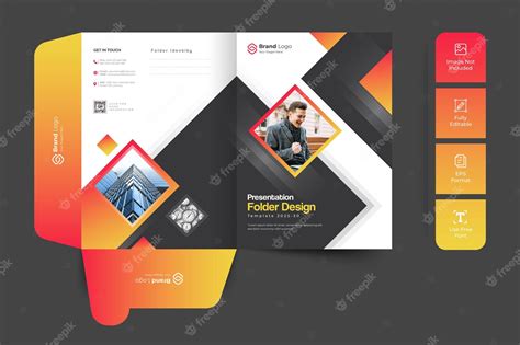 Premium Vector Modern Eyecatching Corporate Presentation Folder