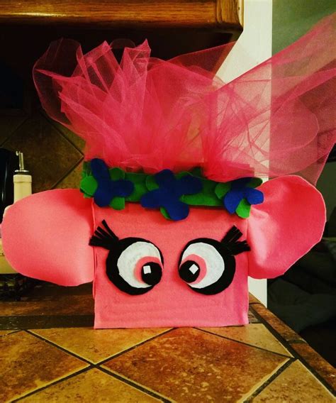 Poppy From The Movie Trolls Valentine S Box We Made Using Felt And