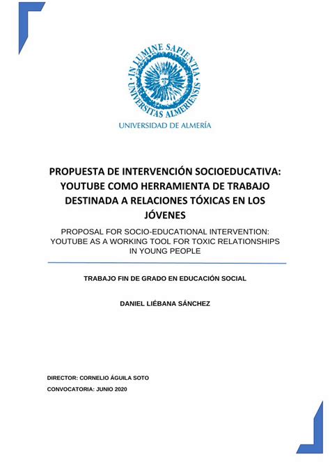 Pdf Propuesta De Intervenci N Socioeducativa Youtube Dokumen Tips