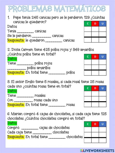 A Spanish Worksheet With The Words Problem And Answers For Students To