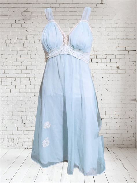 Vintage S S BABYDOLL LINGERIE Baby Blue Dress SLIP Lingerie Etsy