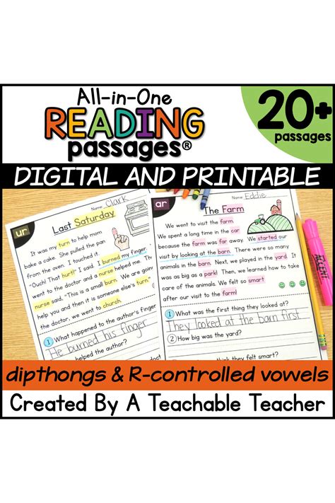 Diphthong And R Controlled All In One Reading Passages