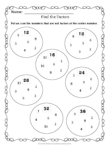 Find The Factors Worksheet For 4th Grade Lesson Planet