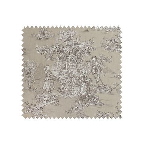 Tissu Bachette Imprimé Toile De Jouy Pastorale Beige Tissus Des Ursules