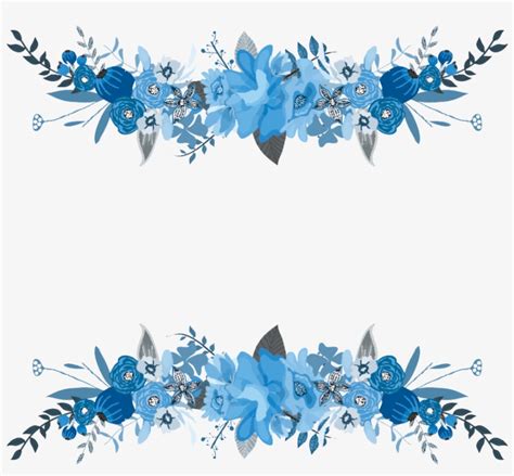 Download Transparent Flowers Floral Bouquet Flower Border Frame Blue