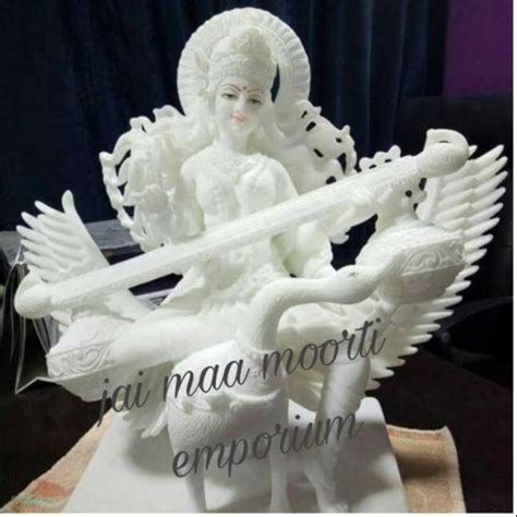 Plain Hindu White Marble Saraswati Statue For Worship Size 2 Feet At