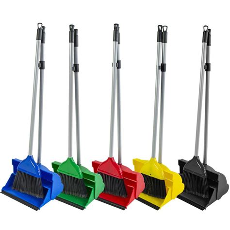 Long Handled Lobby Dust Pan & Brush Set Blue - Caterclean Supplies