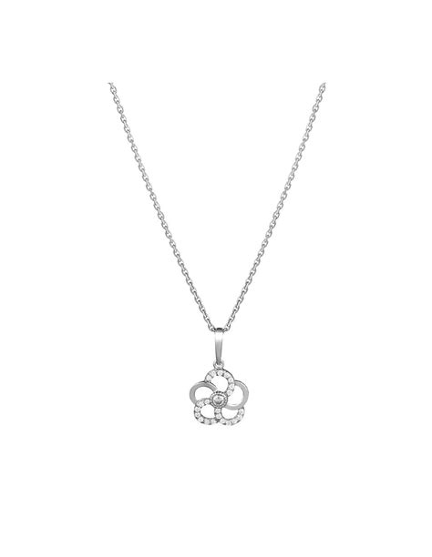 Pendentif Rosace Or Blanc 375 1000 Zirconium