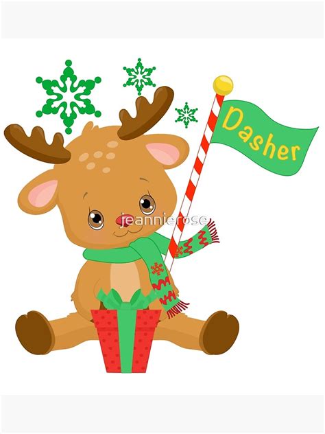 Santas Reindeer Dasher Poster By Jeannierose Redbubble