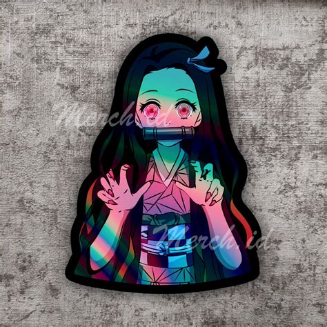 Nezuko Demon Slayer Hologram Anime Sticker Shopee Singapore