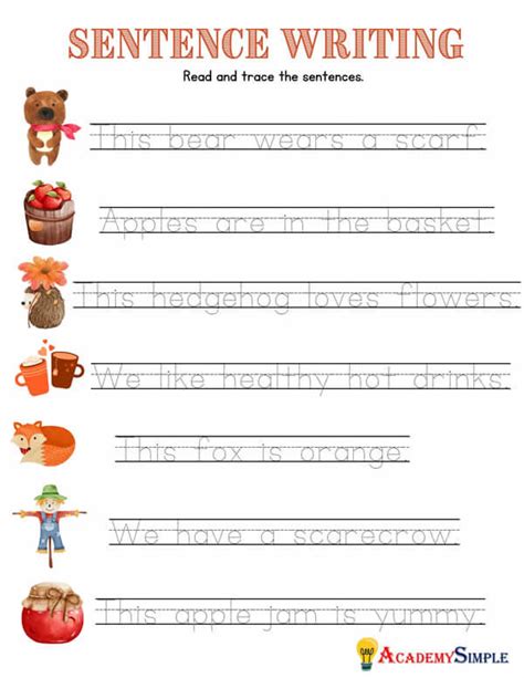 Sentence Tracing Worksheets Studies With Fun