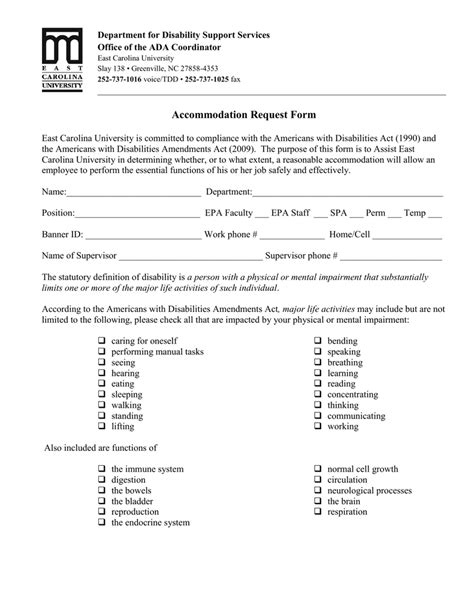 Ada Request For Reasonable Accommodation Form