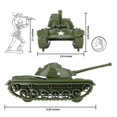 Timmee Toy Tanks For Plastic Army Men Green Ww2 3pc Made In Bmc Toys