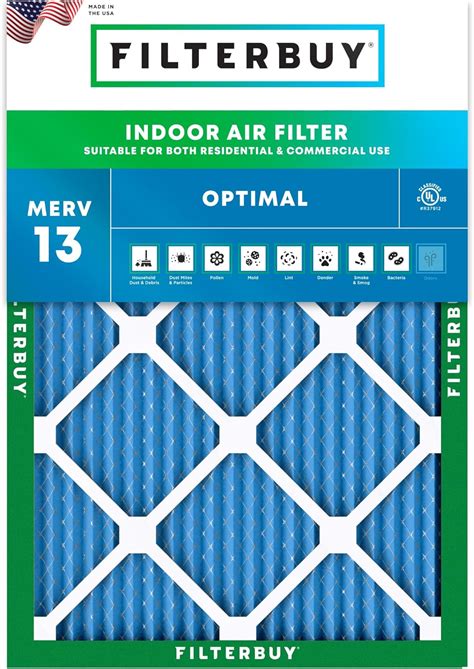 Filterbuy 16x20x1 Air Filter Merv 13 Optimal Defense 1 Pack Pleated