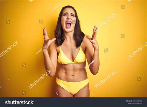 Beautiful Woman Wearing Yellow Bikini On Stock Photo Shutterstock