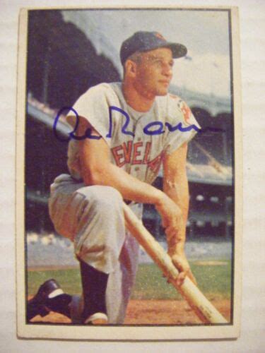 AL ROSEN Signed INDIANS 1953 Bowman Baseball Card AUTO Autographed 53